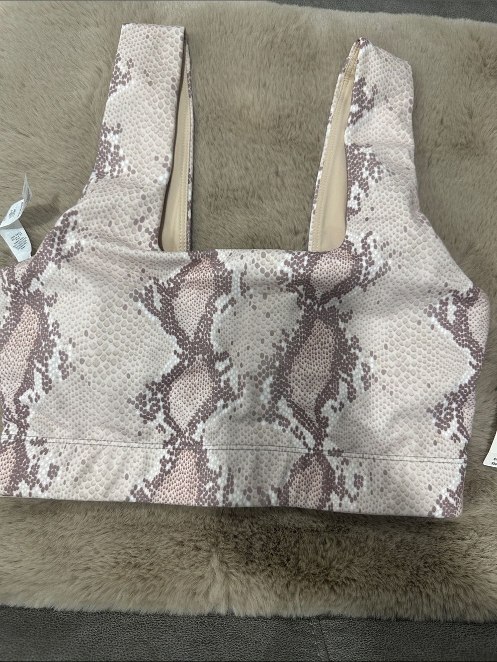 Anthropologie Snake-Print Bralette in Pink and Cream